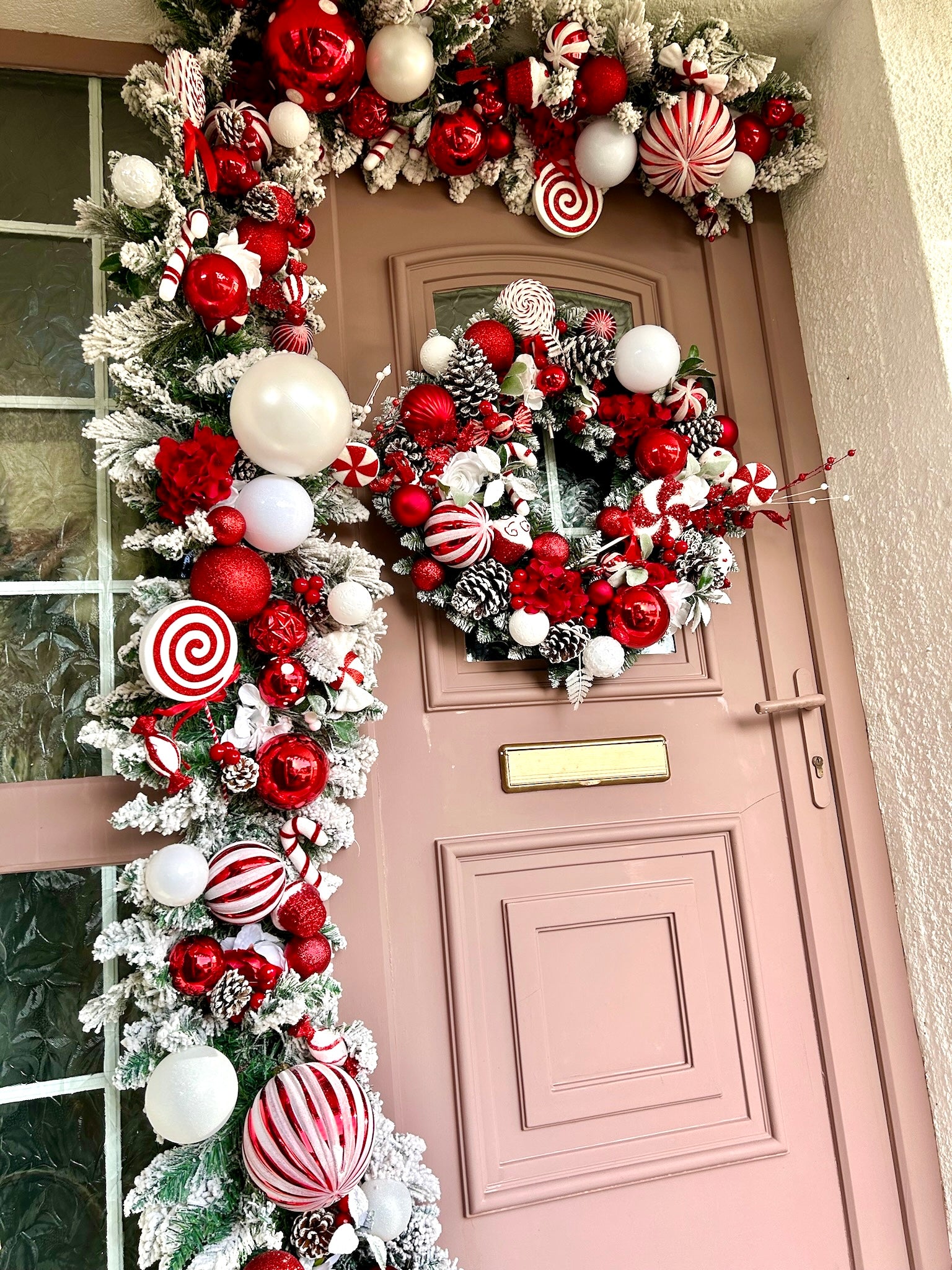 Christmas candy land wreath and matching garland