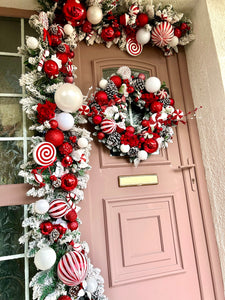 Christmas candy land wreath and matching garland