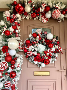 Christmas candy land wreath and matching garland