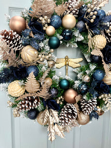 Midnights- navy & gold luxurious wreath & matching garland