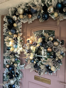 Midnights- navy & gold luxurious wreath & matching garland