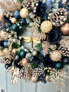 Midnights- navy & gold luxurious wreath & matching garland