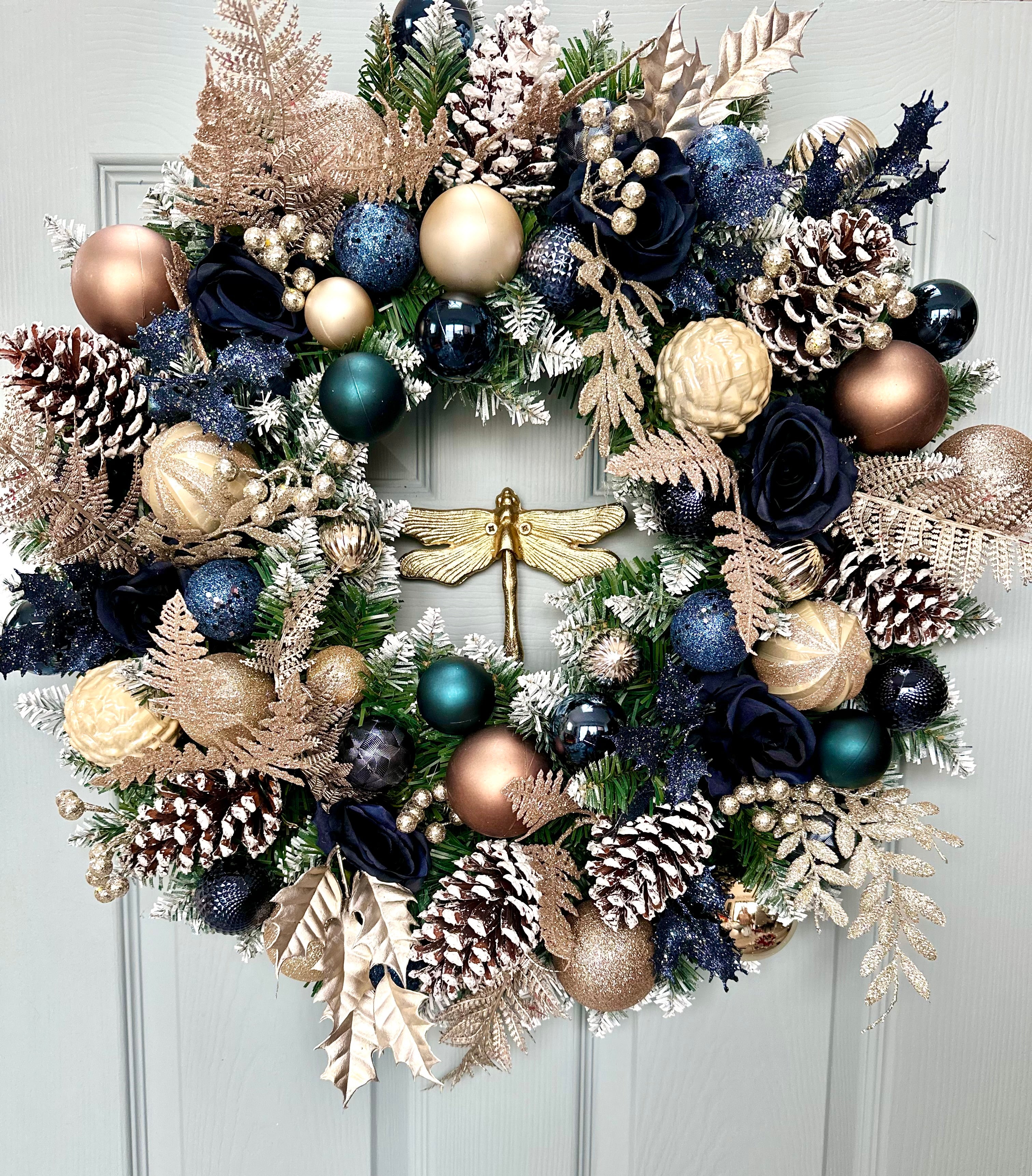 Midnights- navy & gold luxurious wreath & matching garland