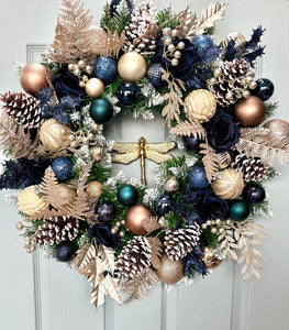 Midnights- navy & gold luxurious wreath & matching garland