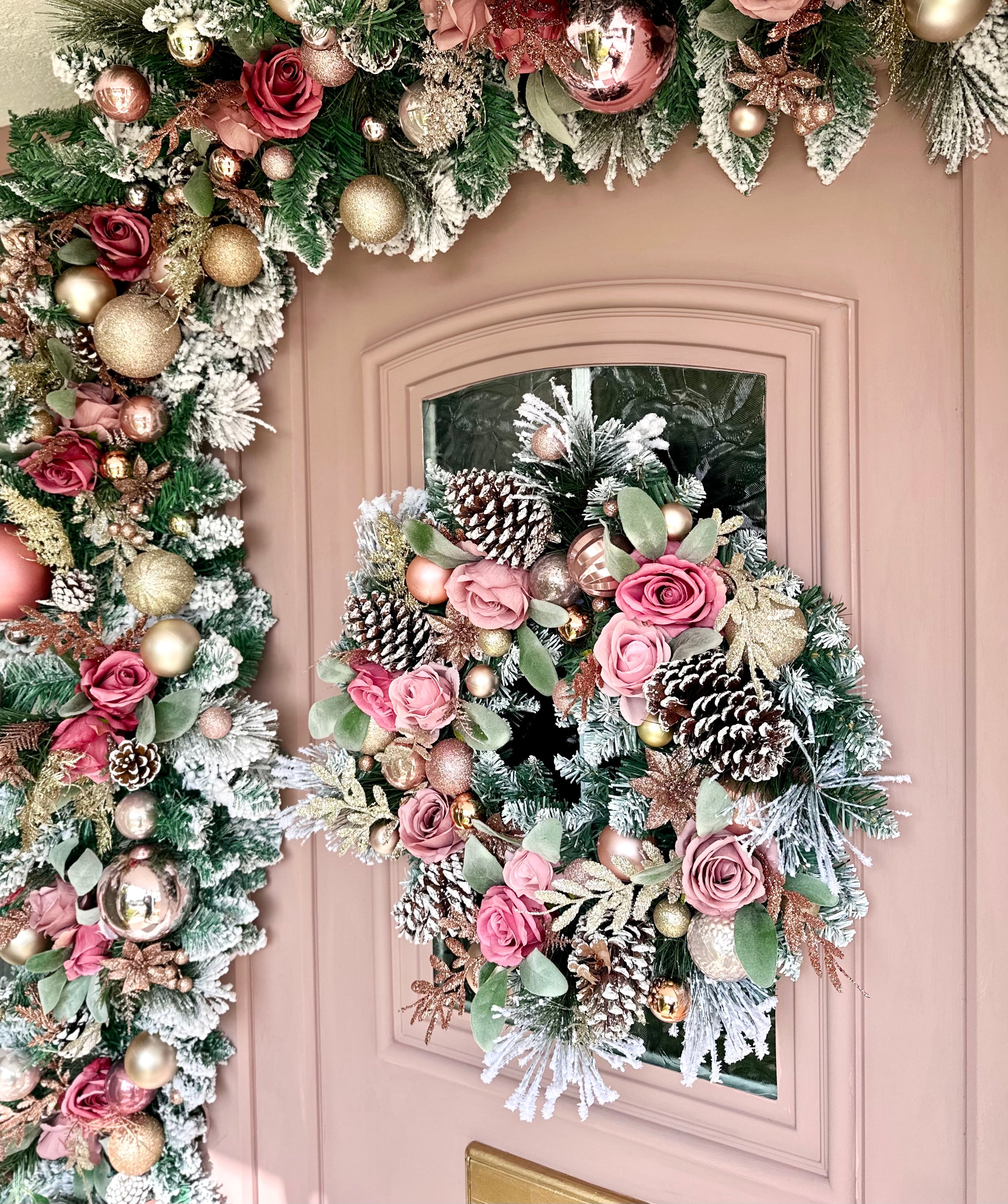 Pink Champagne wreath and garland