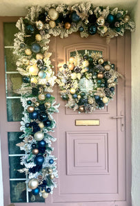 Midnights- navy & gold luxurious wreath & matching garland