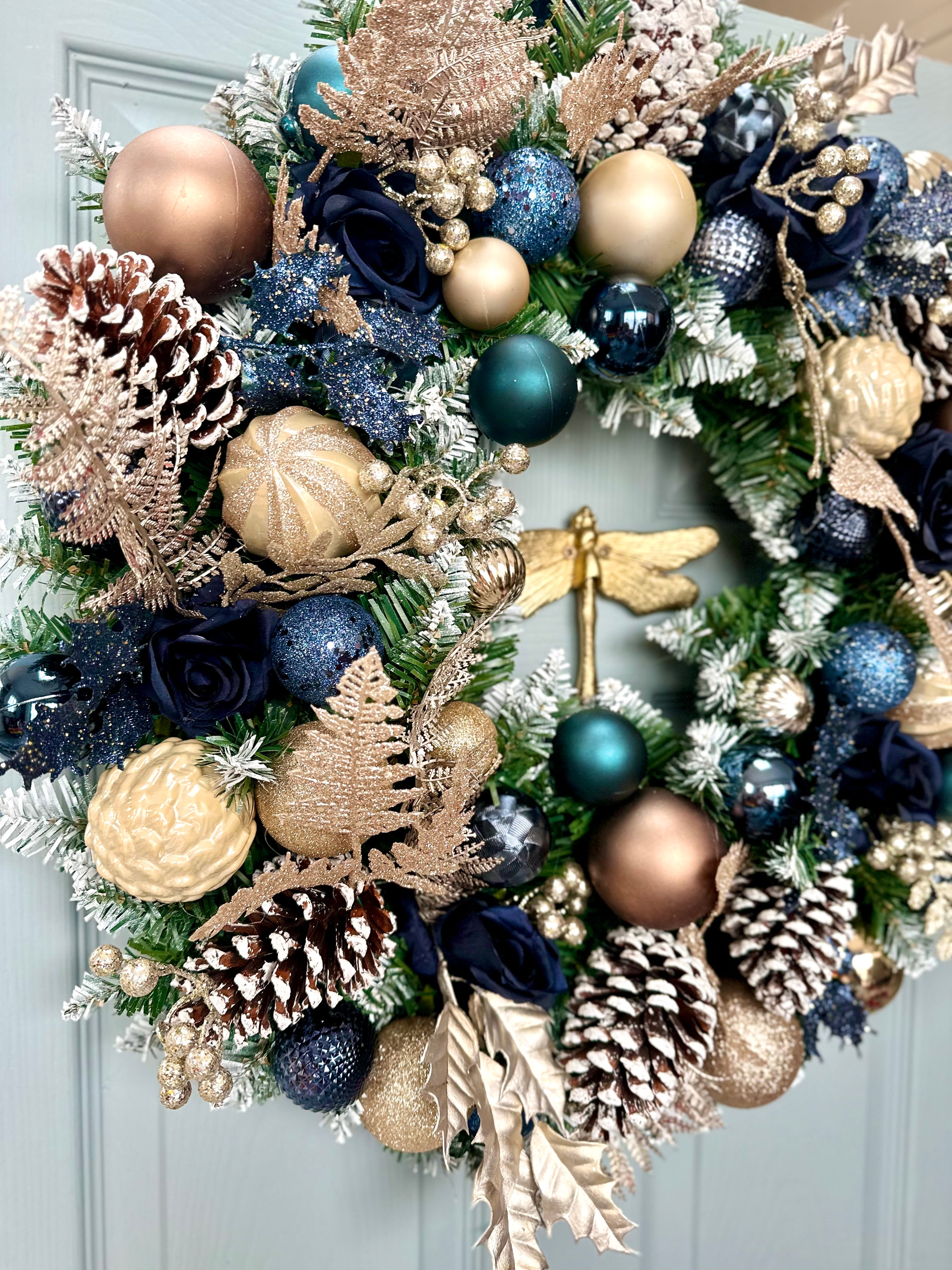 Midnights- navy & gold luxurious wreath & matching garland