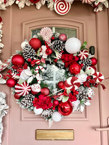 Christmas candy land wreath and matching garland