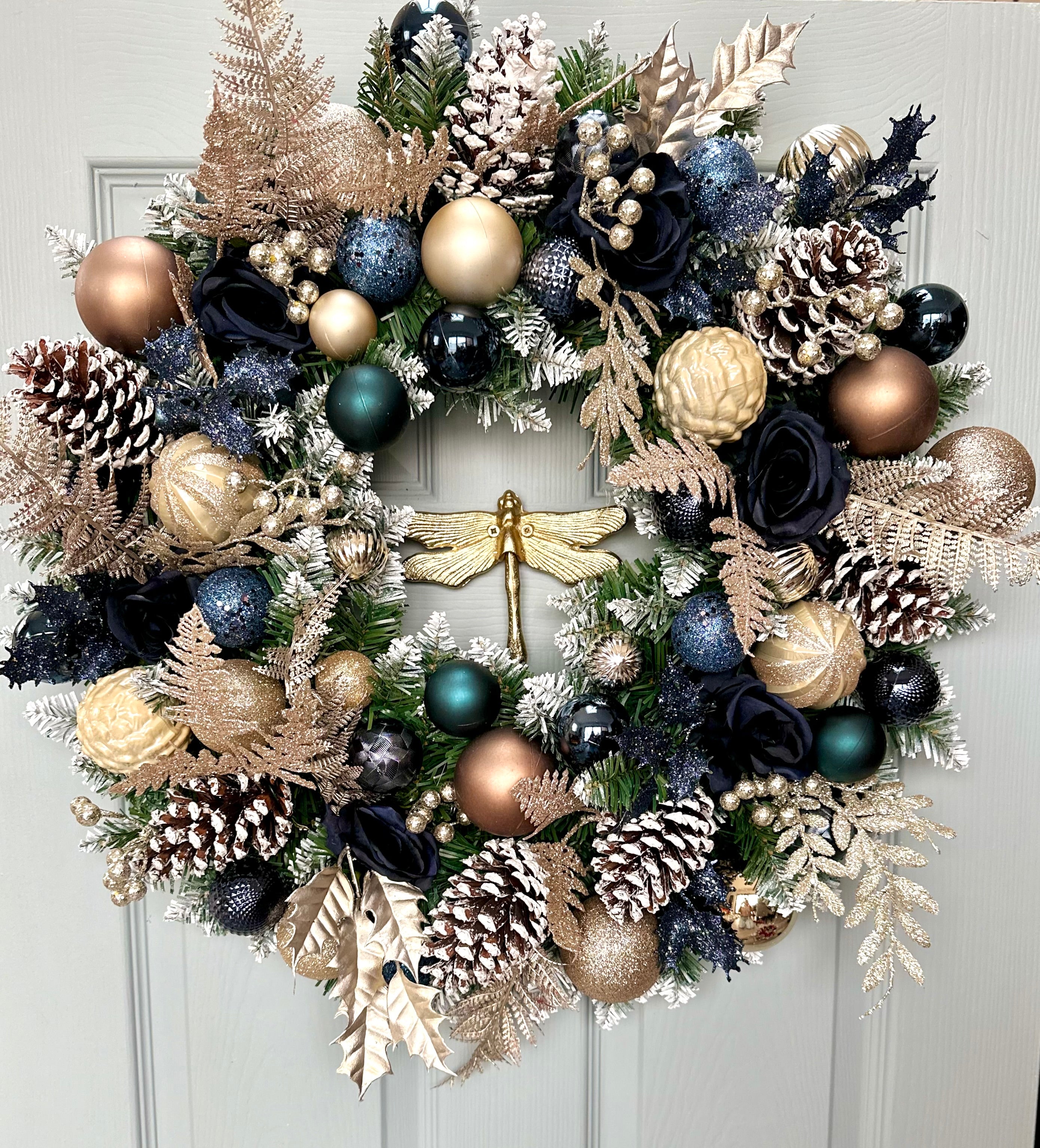 Midnights- navy & gold luxurious wreath & matching garland