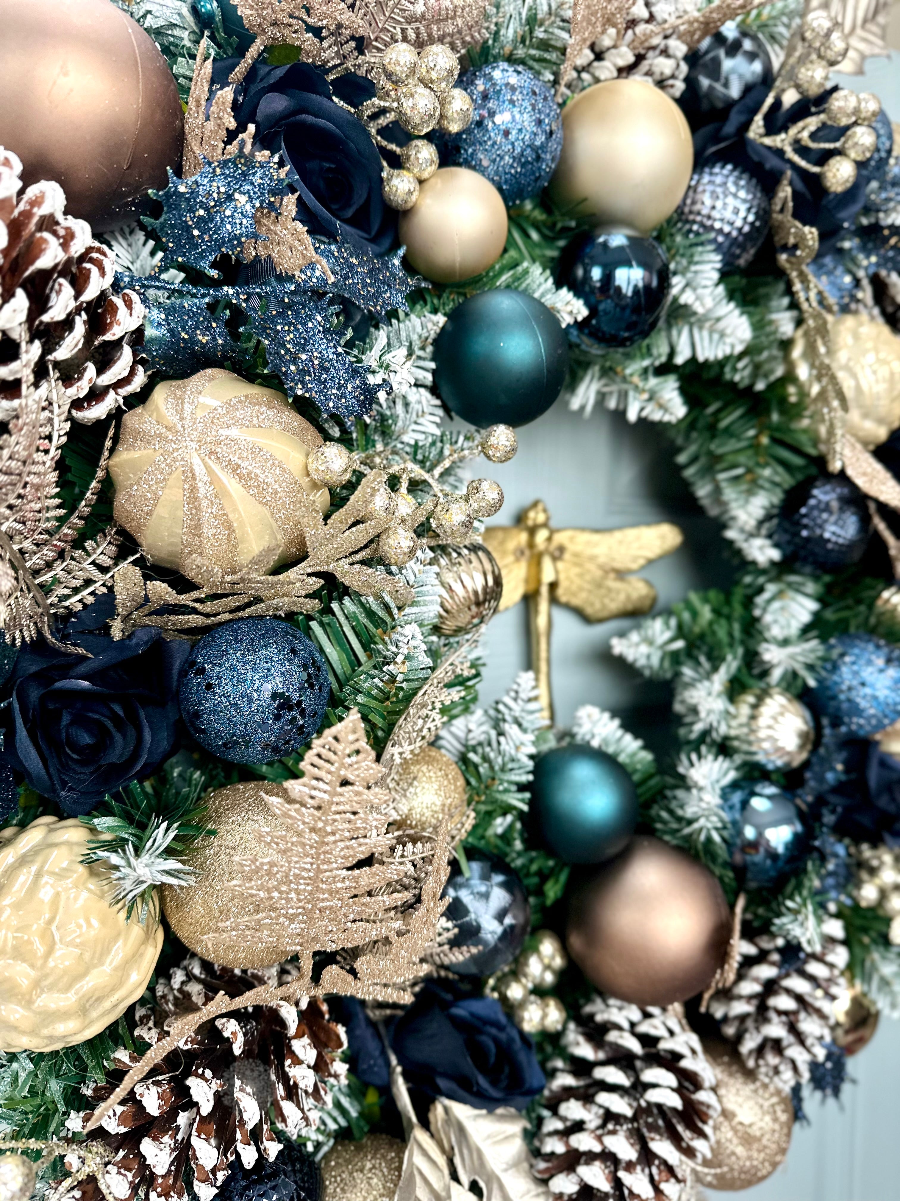 Midnights- navy & gold luxurious wreath & matching garland