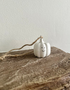 White ceramic pumpkin hanger