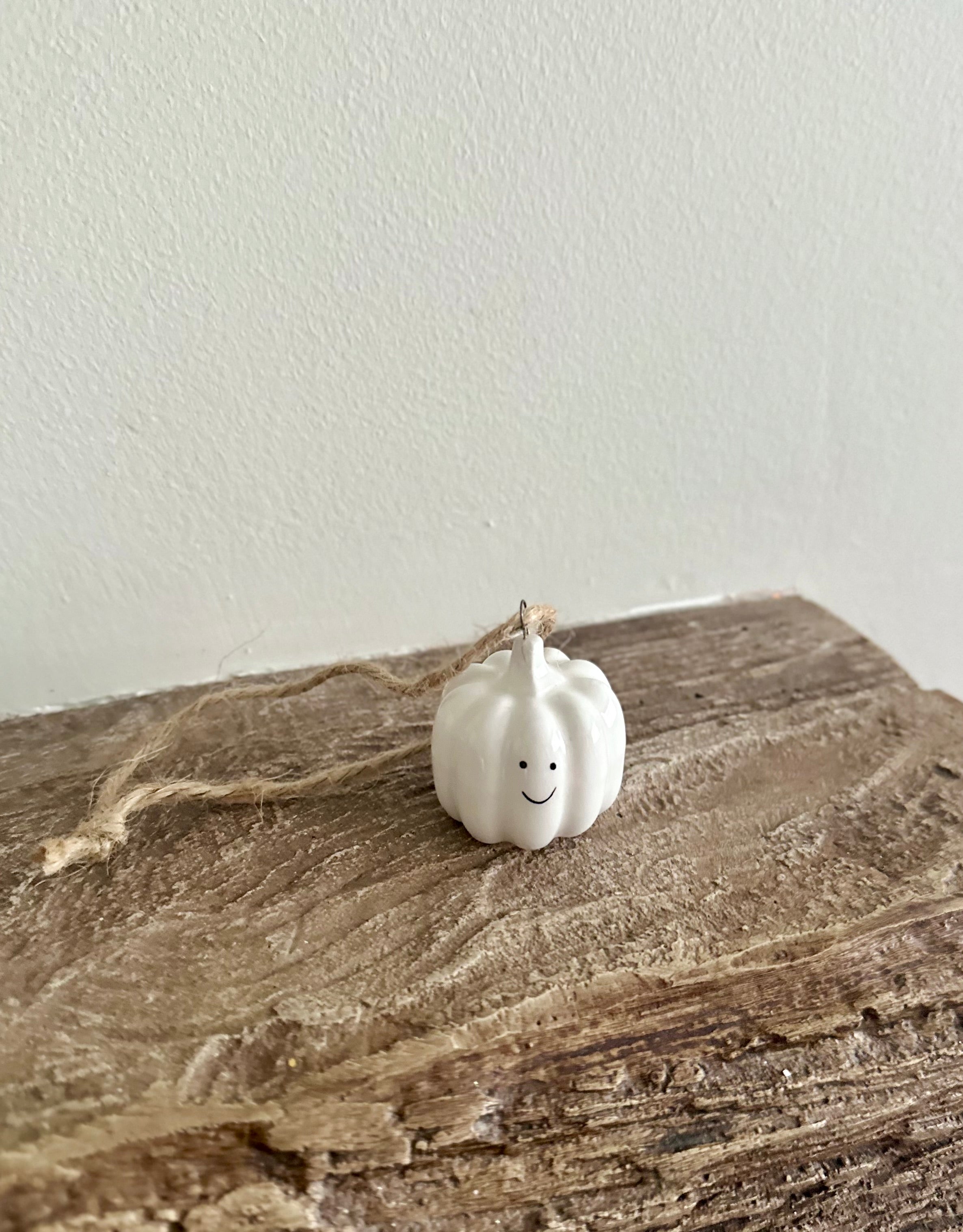 White ceramic pumpkin hanger