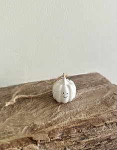 White ceramic pumpkin hanger