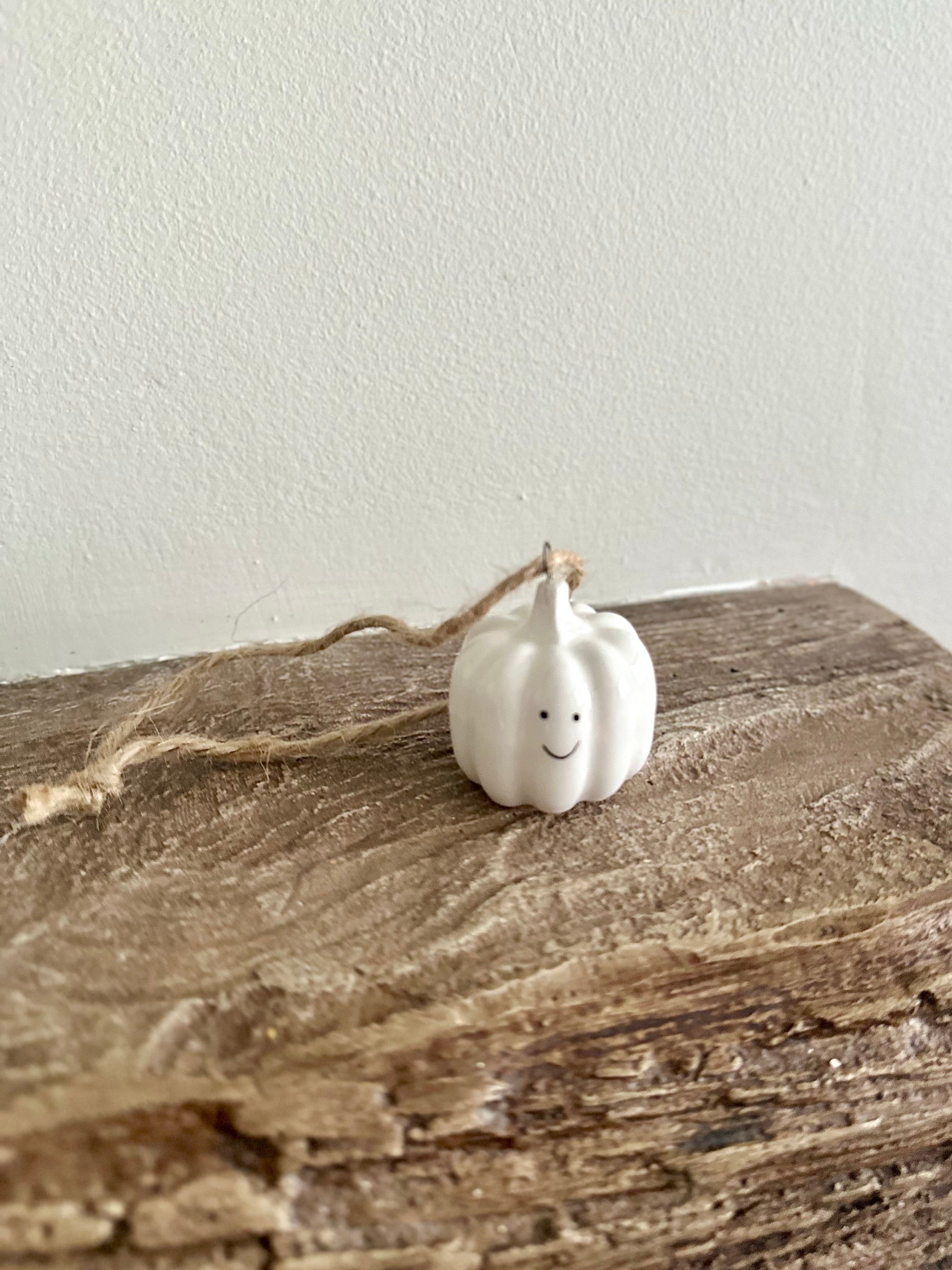 White ceramic pumpkin hanger