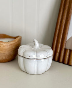 Rustic Porcelain Pumpkin Candle with Lid