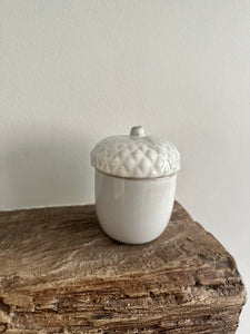 Rustic White Porcelain Pine Cone Candle