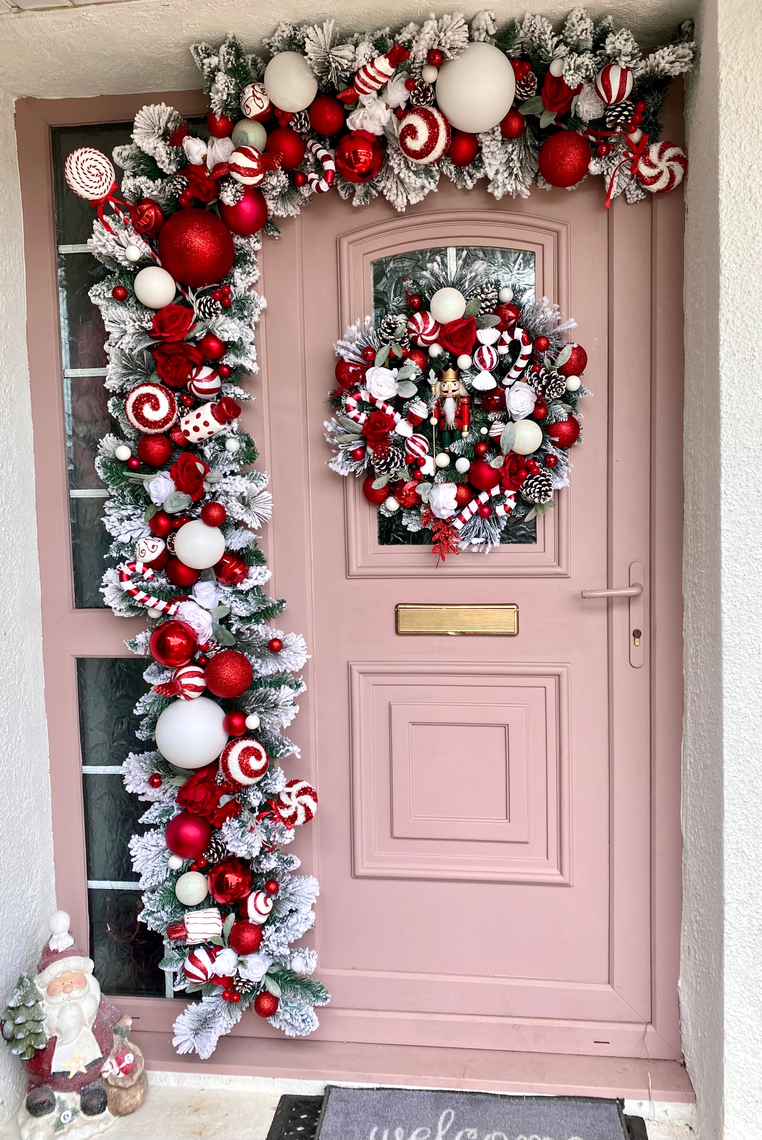 Luxury extra snowy Nutcracker wreath (matching garland available)