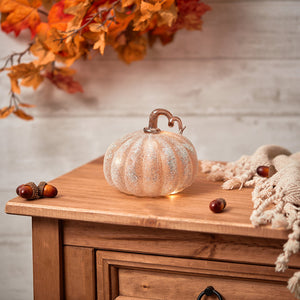 Amber Glass LED Pumpkin