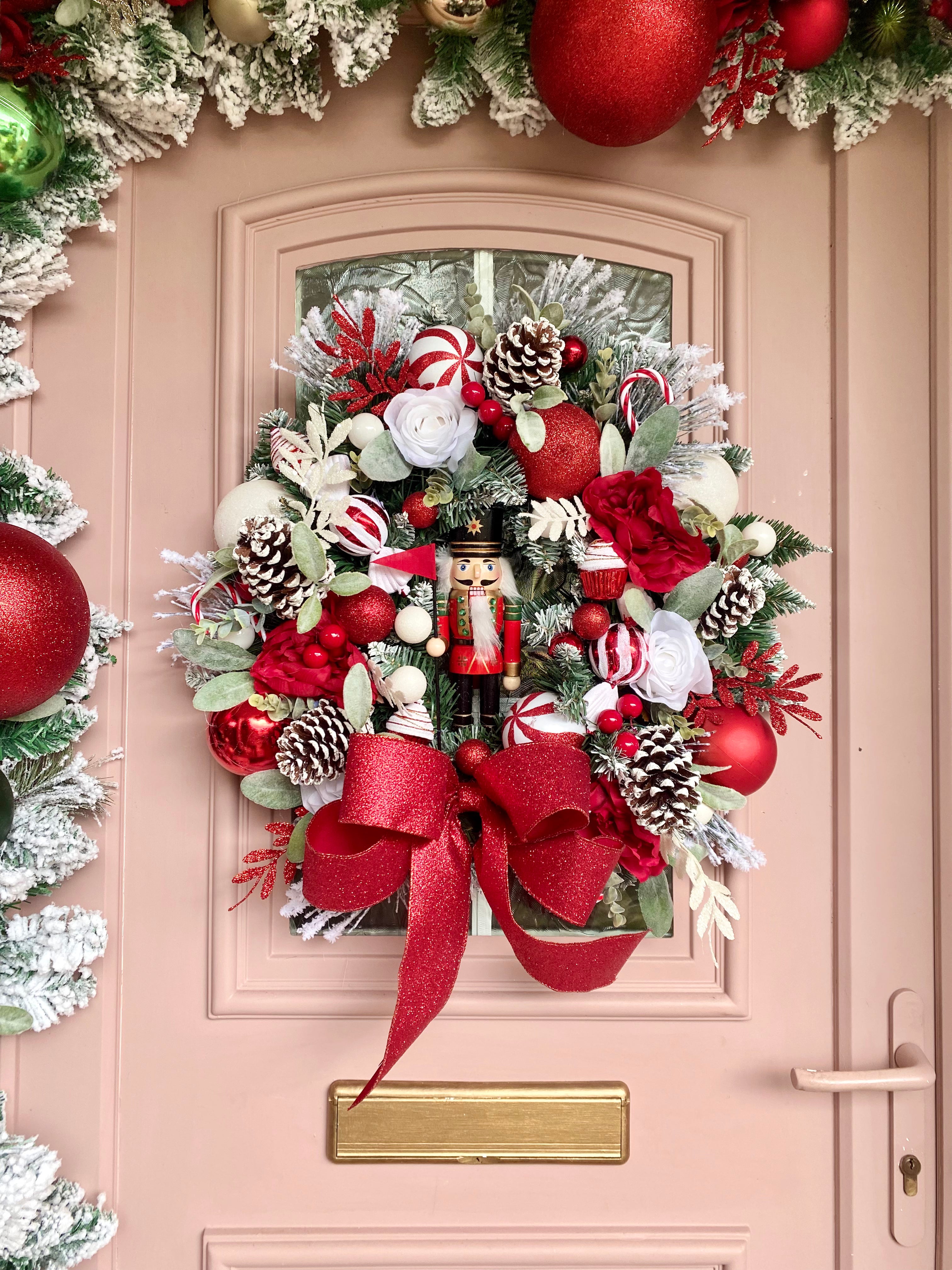 Luxury extra snowy Nutcracker wreath (matching garland available)