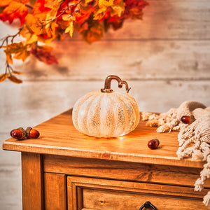 Amber Glass LED Pumpkin