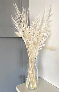 Dried flower bouquet in white