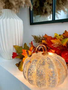 Amber Glass LED Pumpkin